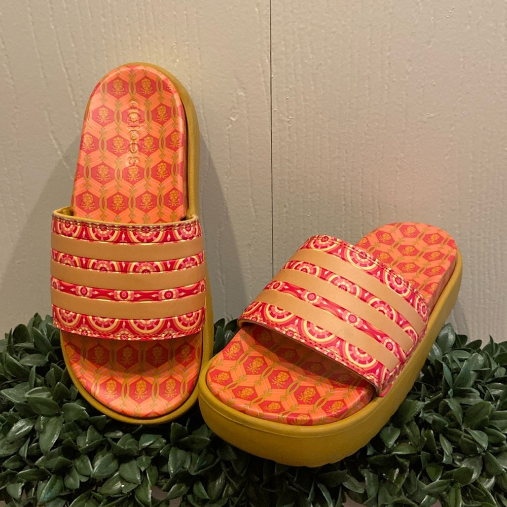 adidas Women's Sandals in Pink and Yellow